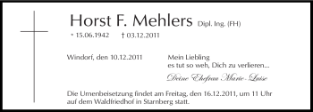 Traueranzeige von Horst Mehlers von Süddeutsche Zeitung