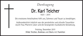 Traueranzeige von Karl Teicher von Süddeutsche Zeitung