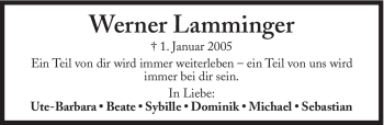 Traueranzeige von Werner Lamminger von Süddeutsche Zeitung