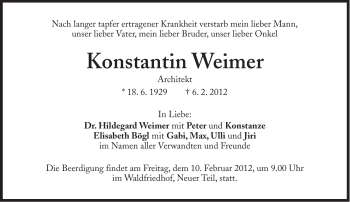 Traueranzeige von Konstantin Weimer von Süddeutsche Zeitung