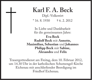 Traueranzeige von Karl Beck von Süddeutsche Zeitung