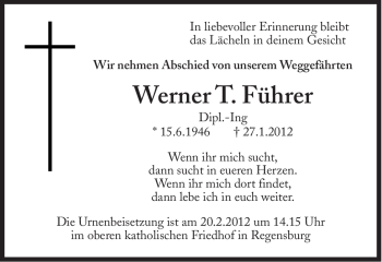 Traueranzeige von Werner Führer von Süddeutsche Zeitung