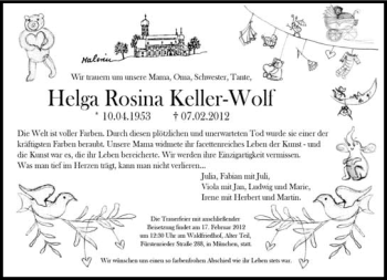 Traueranzeige von Helga Rosina Keller-Wolf von Süddeutsche Zeitung