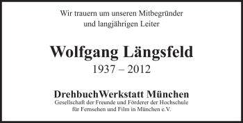 Traueranzeige von Wolfgang Längsfeld von Süddeutsche Zeitung