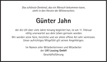 Traueranzeige von Günter Jahn von Süddeutsche Zeitung