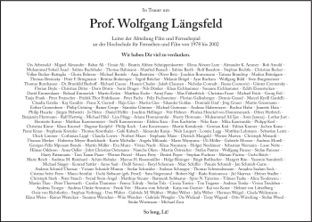 Traueranzeige von Wolfgang Längsfeld von Süddeutsche Zeitung