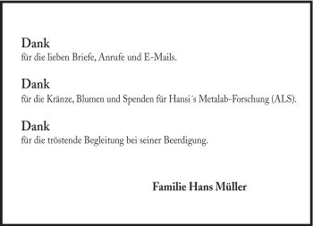 Traueranzeige von Hansi Müller von Süddeutsche Zeitung
