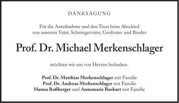 Traueranzeige von Michael Merkenschlager von Süddeutsche Zeitung
