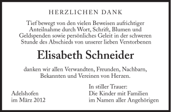 Traueranzeige von Elisabeth Schneider von Süddeutsche Zeitung