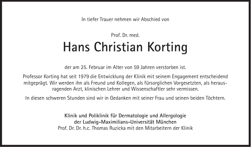  Traueranzeige für Hans Christian Korting vom 02.03.2012 aus Süddeutsche Zeitung