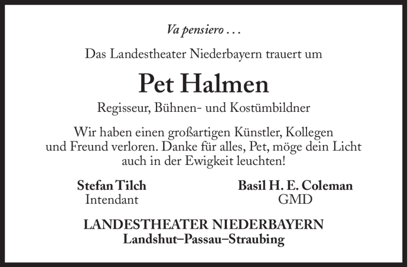  Traueranzeige für Pet Halmen vom 03.03.2012 aus Süddeutsche Zeitung