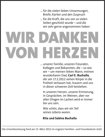 Traueranzeige von Carl Buchalla von Süddeutsche Zeitung