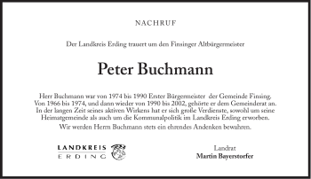 Traueranzeige von Peter Buchmann von Süddeutsche Zeitung