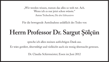 Traueranzeige von Sagut Sölcün von Süddeutsche Zeitung