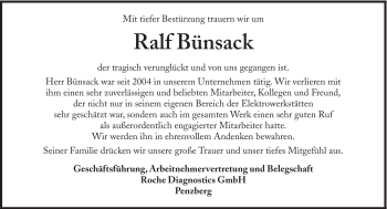Traueranzeige von Ralf Bünsack von Süddeutsche Zeitung