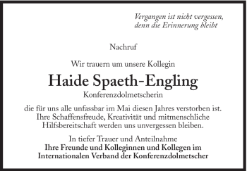 Traueranzeige von Haide Späth-Engling von Süddeutsche Zeitung
