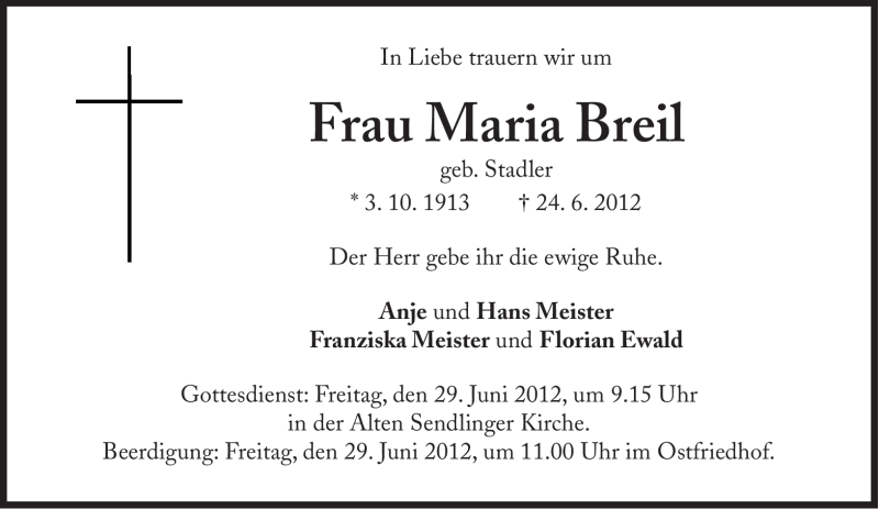 Traueranzeigen von Maria Breil SZ Gedenken.de