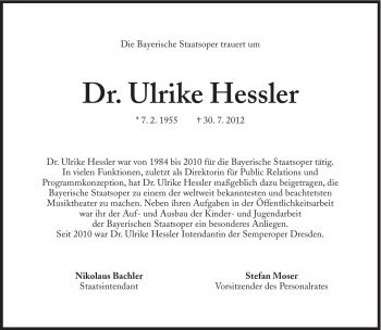 Traueranzeige von Ulrike Hessler von Süddeutsche Zeitung