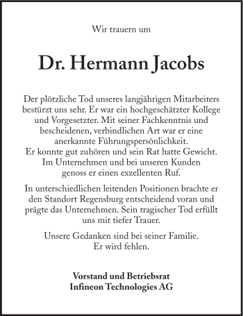 Traueranzeige von Hermann Jacobs von Süddeutsche Zeitung