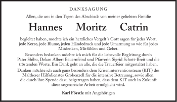 Traueranzeige von Hannes Moritz Catrin  von Süddeutsche Zeitung