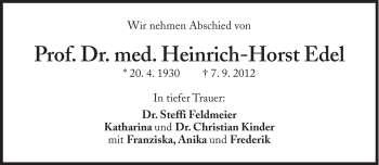 Traueranzeige von Heinrich-Horst Edel von Süddeutsche Zeitung
