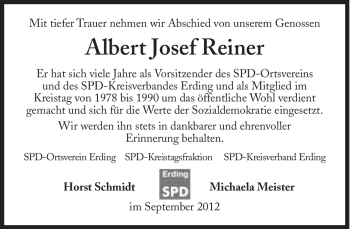 Traueranzeige von Albert Josef Reiner von Süddeutsche Zeitung