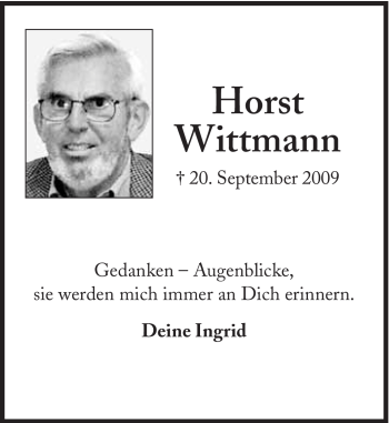 Traueranzeige von Horst Wittmann von Süddeutsche Zeitung