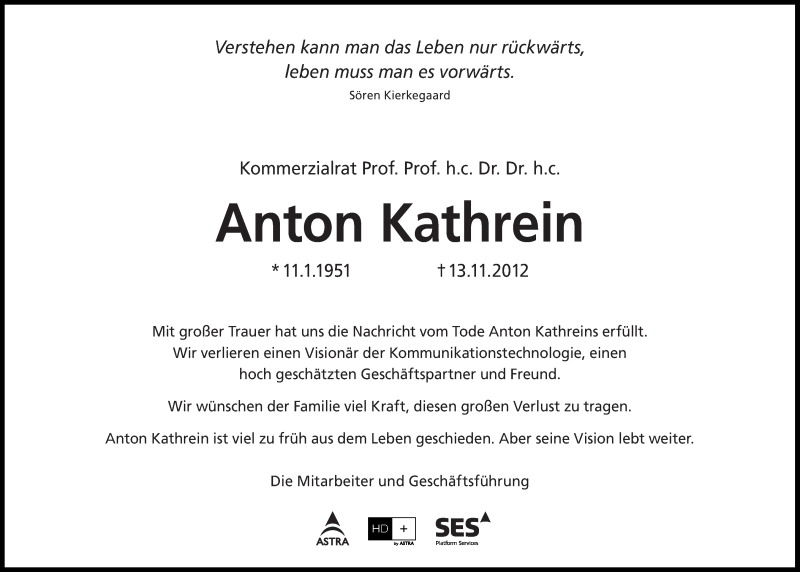  Traueranzeige für Anton Kathrein vom 15.11.2012 aus Süddeutsche Zeitung