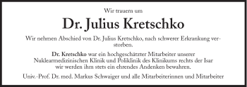 Traueranzeige von Julius Kretschko von Süddeutsche Zeitung