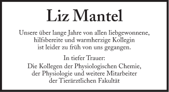 Traueranzeige von Liz Mantel von Süddeutsche Zeitung