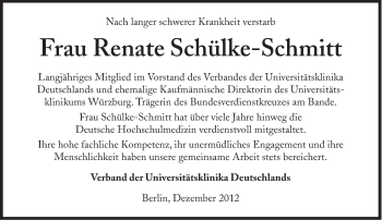 Traueranzeige von Renate Schülke-Schmitt von Süddeutsche Zeitung