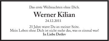 Traueranzeige von Werner Kilian von Süddeutsche Zeitung