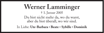 Traueranzeige von Werner Lamminger von Süddeutsche Zeitung