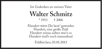 Traueranzeige von Walter Schmitz von Süddeutsche Zeitung
