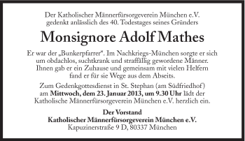Traueranzeige von Adolf Mathes von Süddeutsche Zeitung