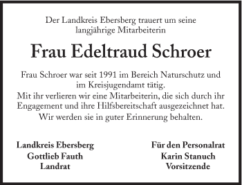 Traueranzeige von Edeltraud Schroer von Süddeutsche Zeitung