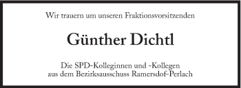 Traueranzeige von Günther Dichtl von Süddeutsche Zeitung