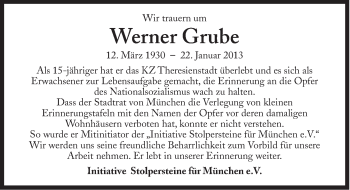 Traueranzeige von Werner Grube von Süddeutsche Zeitung