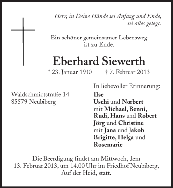 Traueranzeige von Eberhard Siewerth von Süddeutsche Zeitung