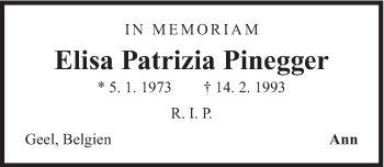 Traueranzeige von Elisa Patrizia Pinegger von Süddeutsche Zeitung