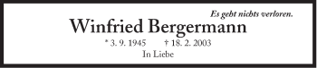 Traueranzeige von Winfried Bergermann von Süddeutsche Zeitung