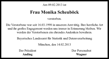 Traueranzeige von Monika Scheuböck von Süddeutsche Zeitung