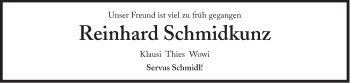 Traueranzeige von Reinhard Schmidkunz von Süddeutsche Zeitung