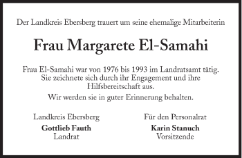 Traueranzeige von Margarete El-Samahi von Süddeutsche Zeitung
