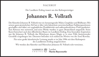 Traueranzeige von Johannes Vollrath von Süddeutsche Zeitung