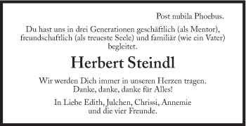Traueranzeige von Herbert Steindl von Süddeutsche Zeitung