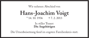 Traueranzeige von Hans-Joachim Vogt von Süddeutsche Zeitung