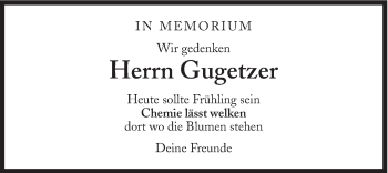 Traueranzeige von Gugetzer  von Süddeutsche Zeitung