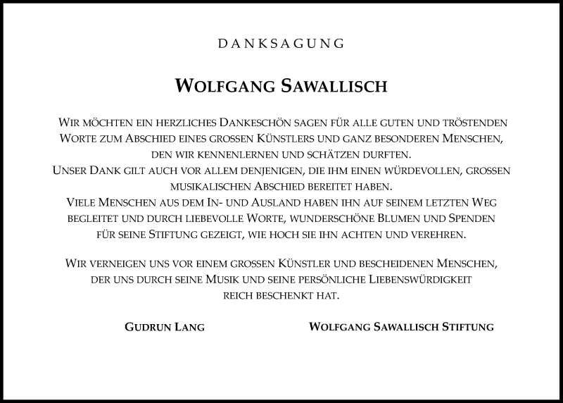  Traueranzeige für Wolfgang Sawallisch vom 30.03.2013 aus Süddeutsche Zeitung