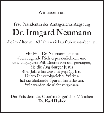 Traueranzeige von Irmgard Neumann von Süddeutsche Zeitung